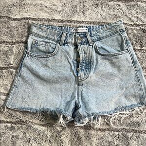 Zara Blue High-Waisted Jean Shorts